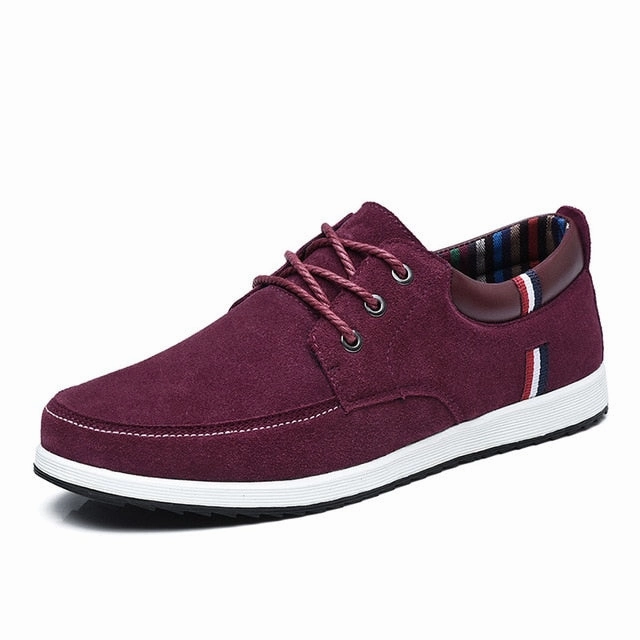 SUROM Men's Leather Casual Shoes Brand Autumn Winter New Fashion Sneakers Men Loafers Adult Moccasins Male Suede Shoes Krasovki
