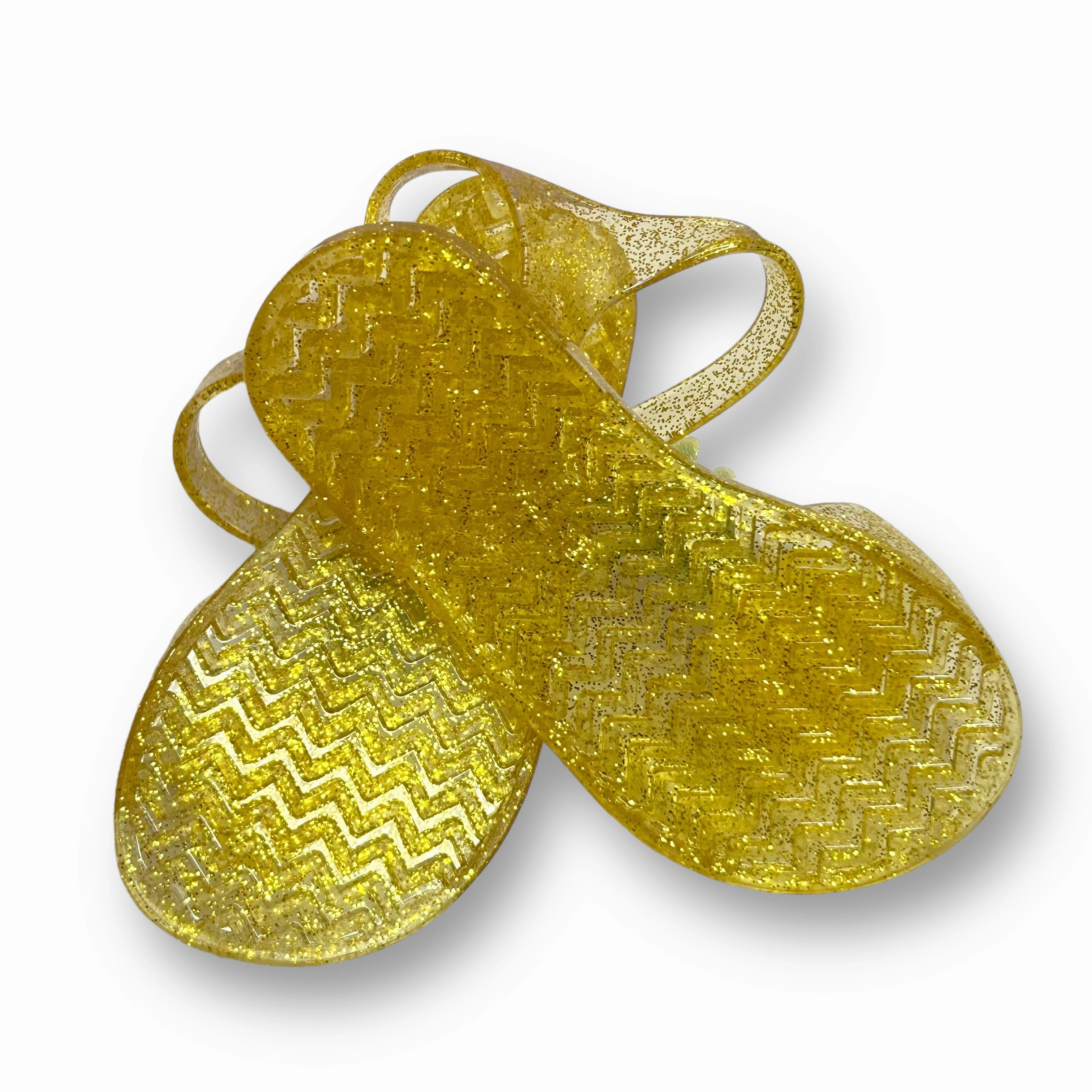 Vintage 80's Flip Flops Toddler Girl Jellies Size 7 Clear Yellow Pineapple No-Buckle Sandals