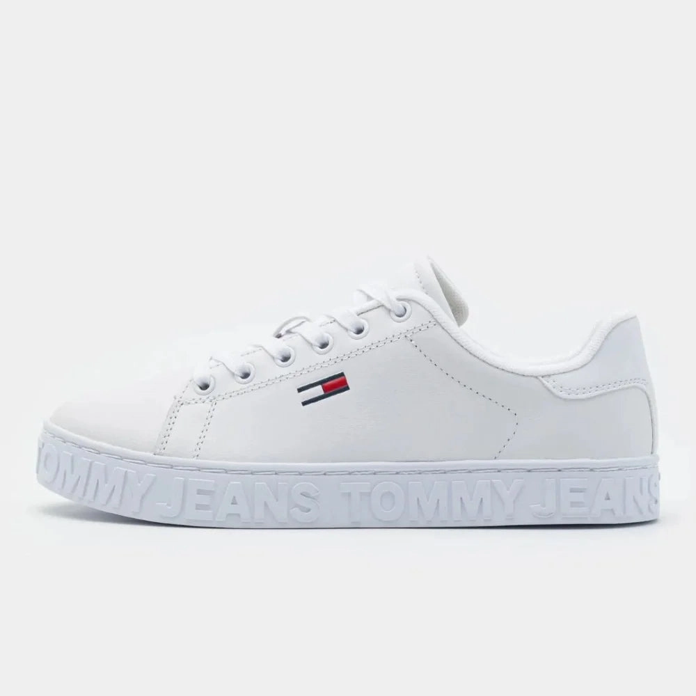 Tommy Hilfiger Jeans Cool ESS Leather Sneaker Women - WHT Best Sneakers For Pickleball