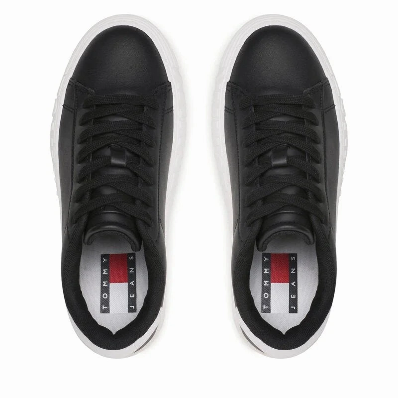 Silver High Top Sneakers Tommy Hilfiger Jeans New Cupsole Leather Sneaker Women - BLK