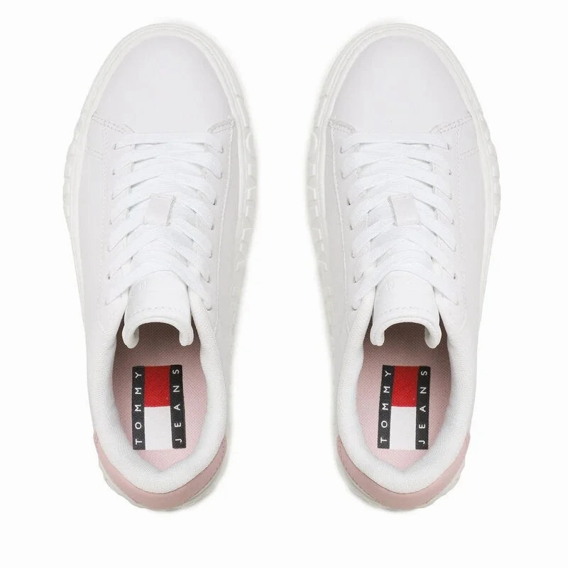Tommy Hilfiger Jeans New Cupsole Leather Sneaker Women - WHT Comfortable Bridal Sneakers