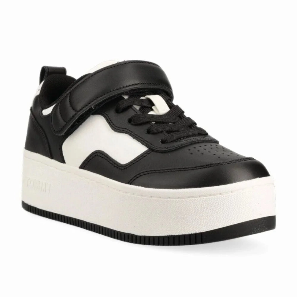 Dress On Sneakers Tommy Hilfiger Jeans TJW Flatform Velcro Trainers Women's - BLKWHT