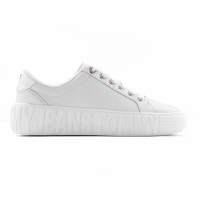 Tommy Hilfiger Jeans Tjw New Cupsole Leather Sneakers Women-WHT Newest Sneakers