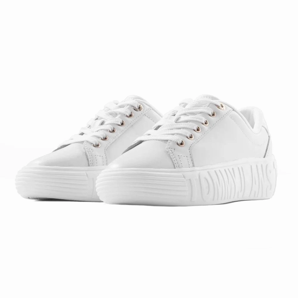 Tommy Hilfiger Jeans Tjw New Cupsole Leather Sneakers Women-WHT Hot High Sneakers
