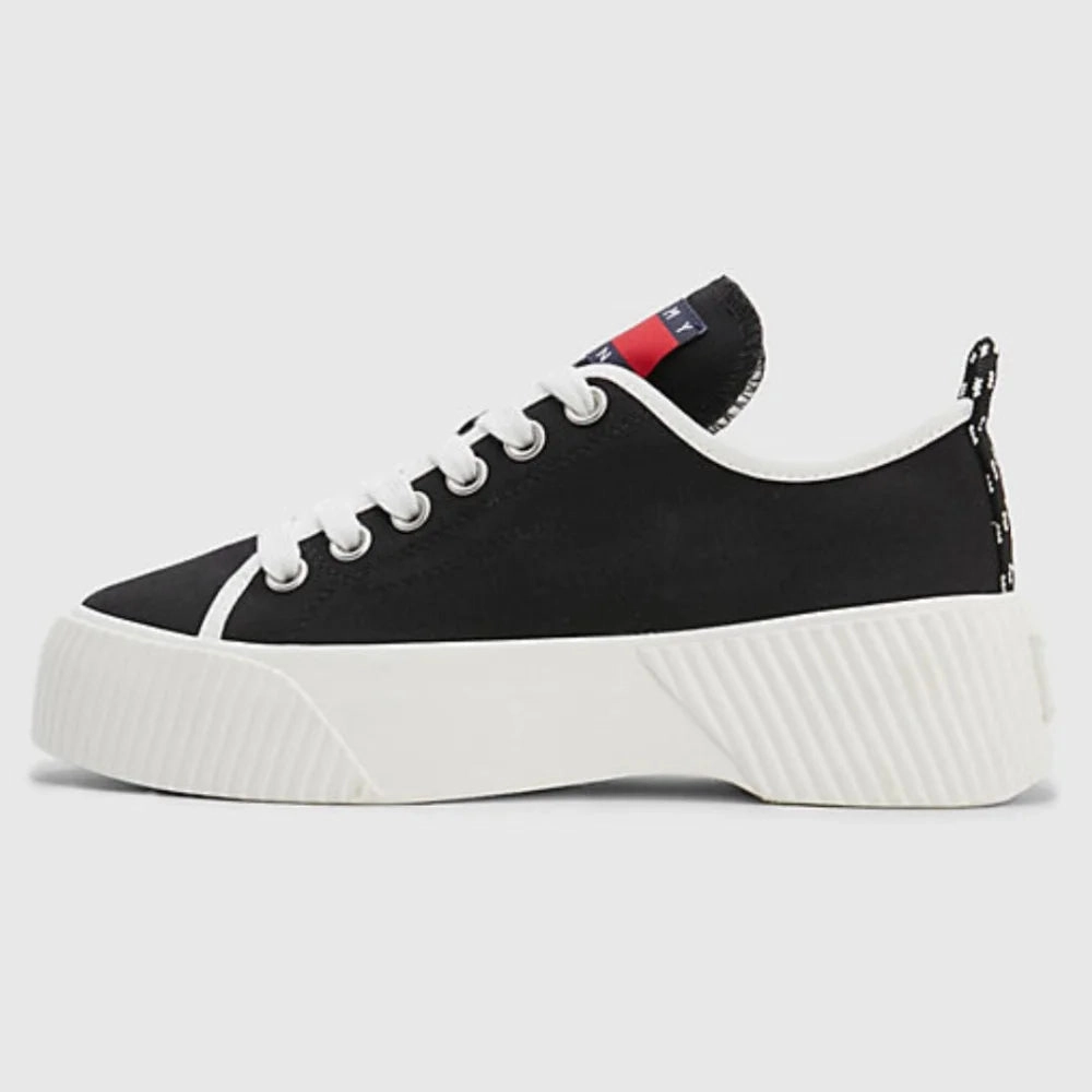 Steel Toe High Top Sneakers Tommy Hilfiger Jeans VULC Platform Canvas LC Sneakers Women - BLK