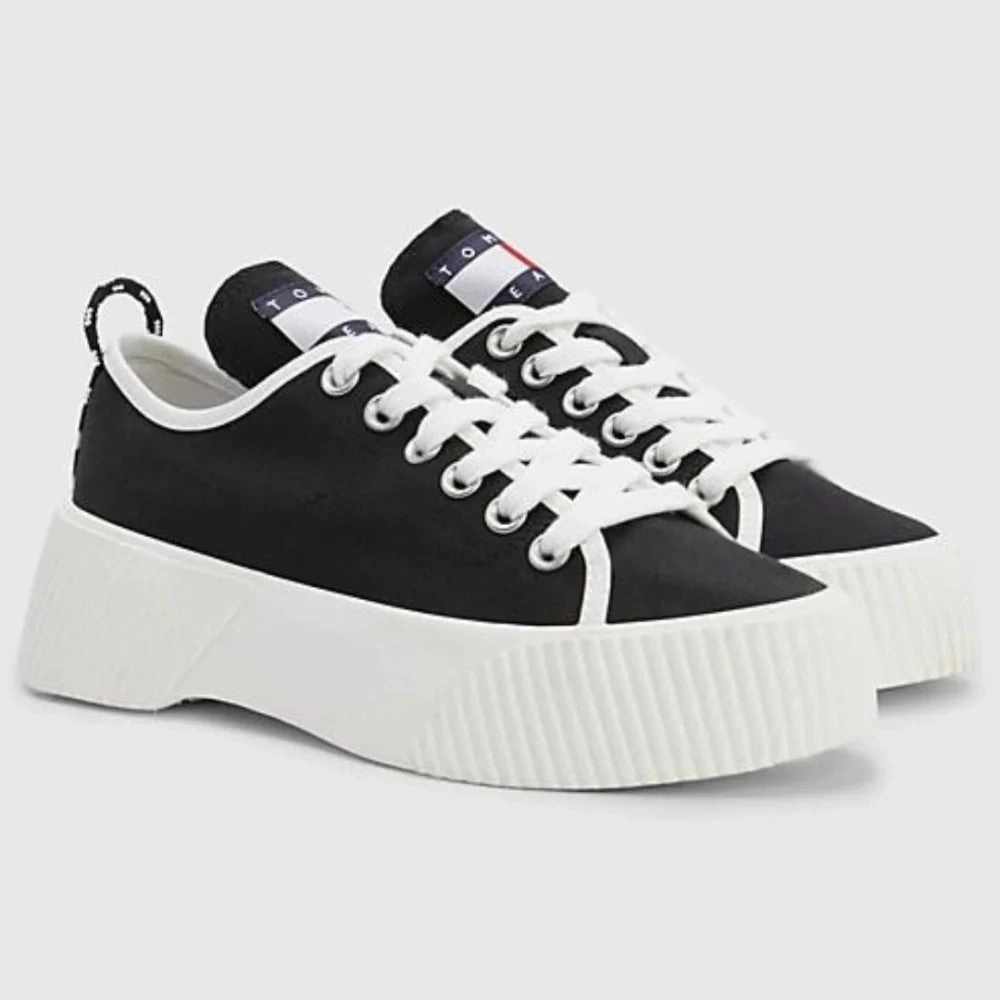 Walmart Slip On Sneakers Tommy Hilfiger Jeans VULC Platform Canvas LC Sneakers Women - BLK