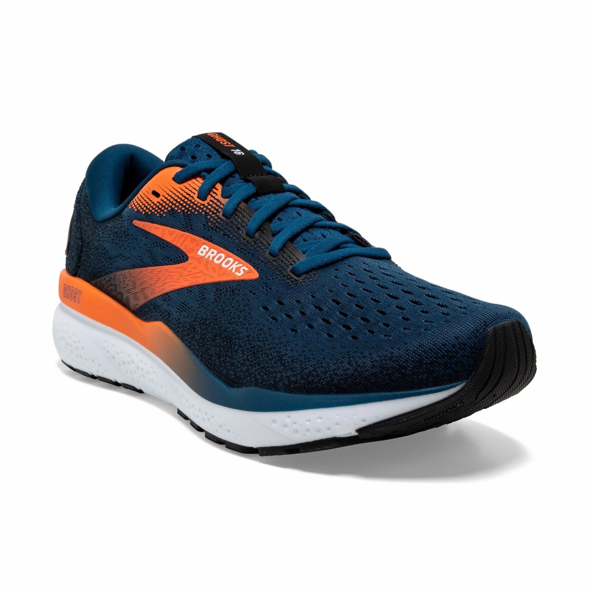 Brooks Mens Ghost 16- Blue Opal/Black/Nasturtium (1104181D474) Best 5 Km Running Shoes