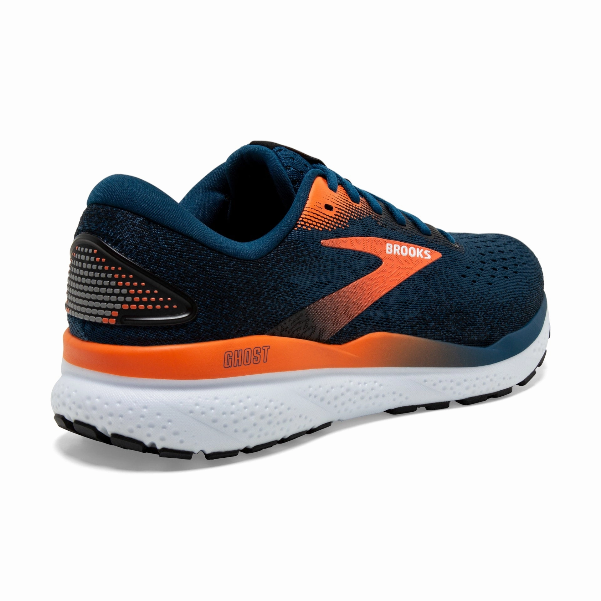 Barefoot Run Shoes Brooks Mens Ghost 16- Blue Opal/Black/Nasturtium (1104181D474)