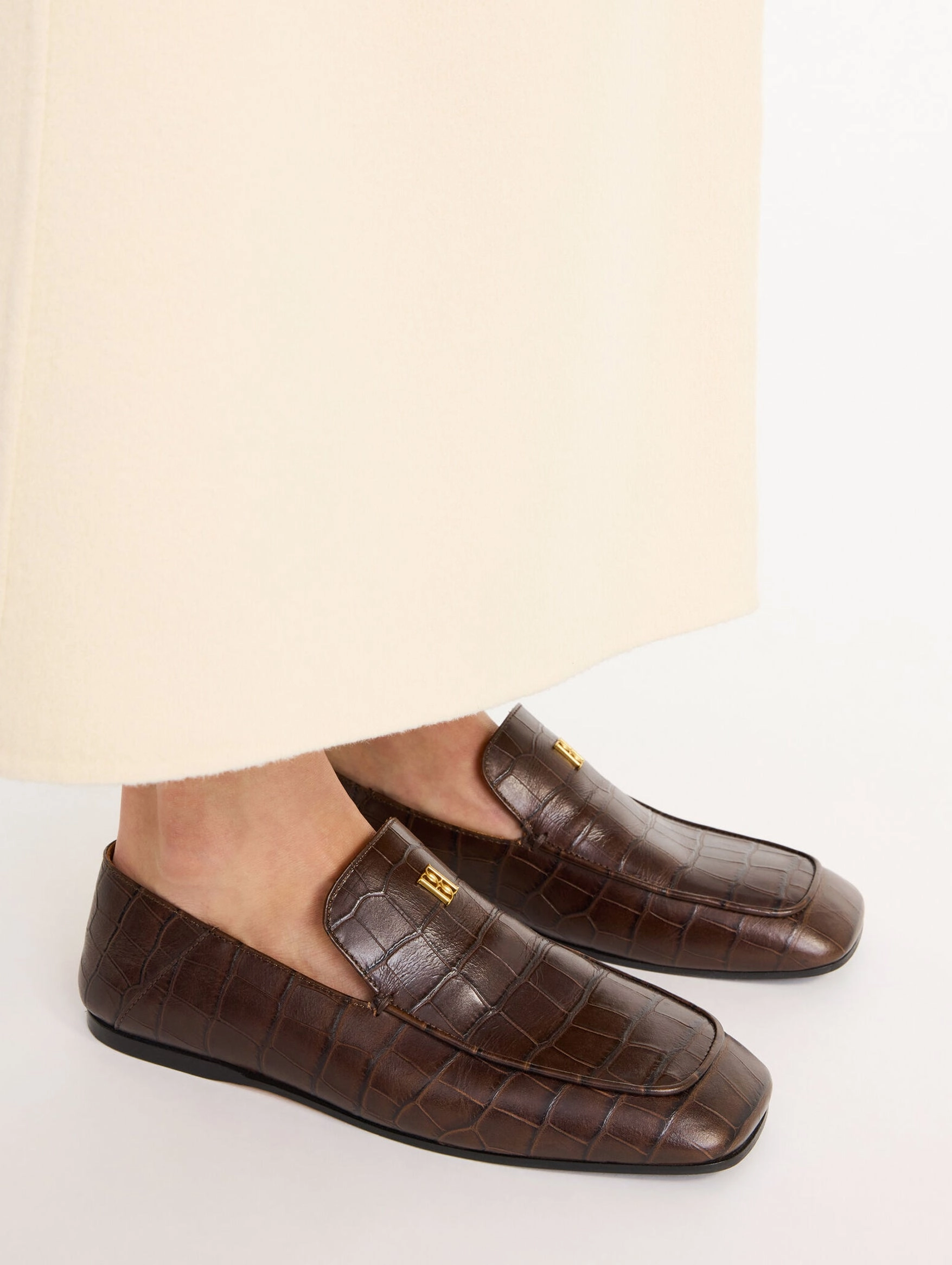 Green Loafers Tresina Leather Loafers in Bison
