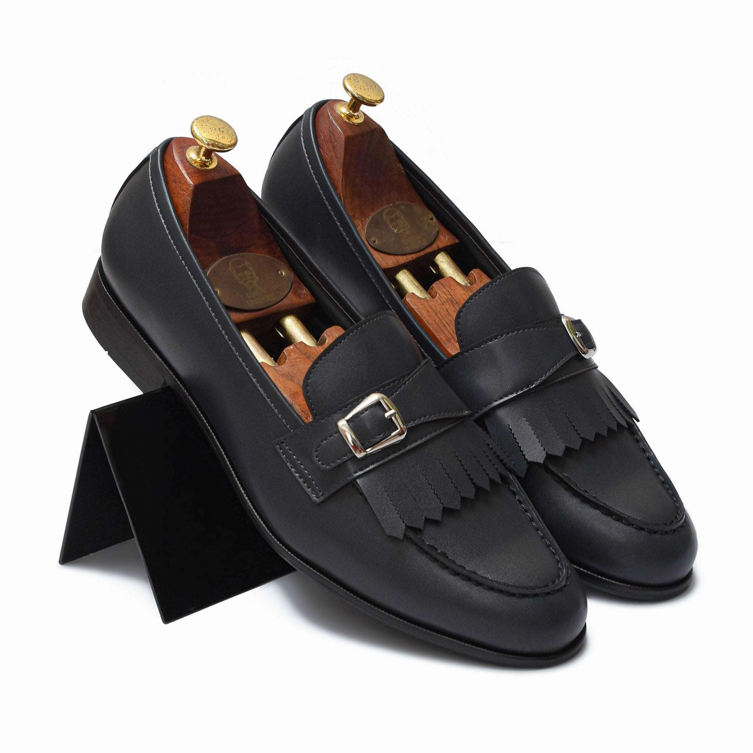 50s Penny Loafers LOCATELLI | OCEAN GREY FRINGE SLIP-ON