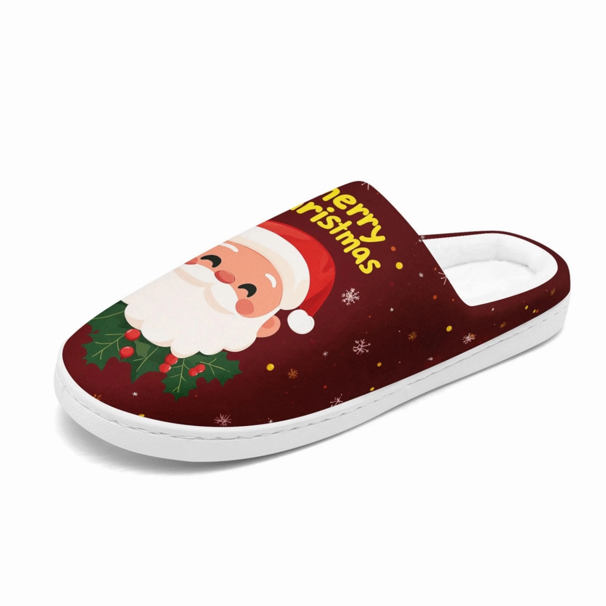 Cozy Christmas Santa Claus Slippers, Plush Lined Warm Indoor House Shoes FN060-25009041 Slippers With Eyes
