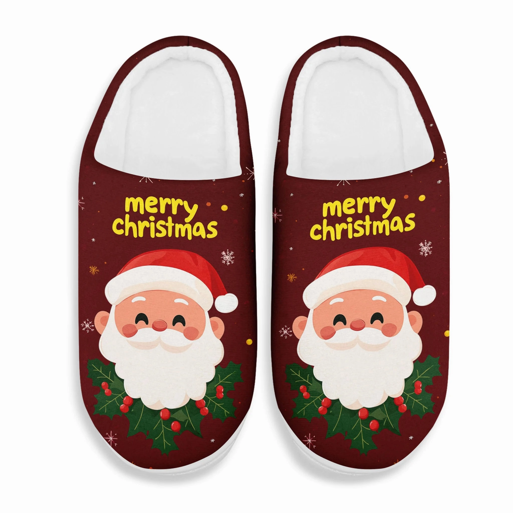 Cozy Christmas Santa Claus Slippers, Plush Lined Warm Indoor House Shoes FN060-25009041 Mukluk Boot Slippers