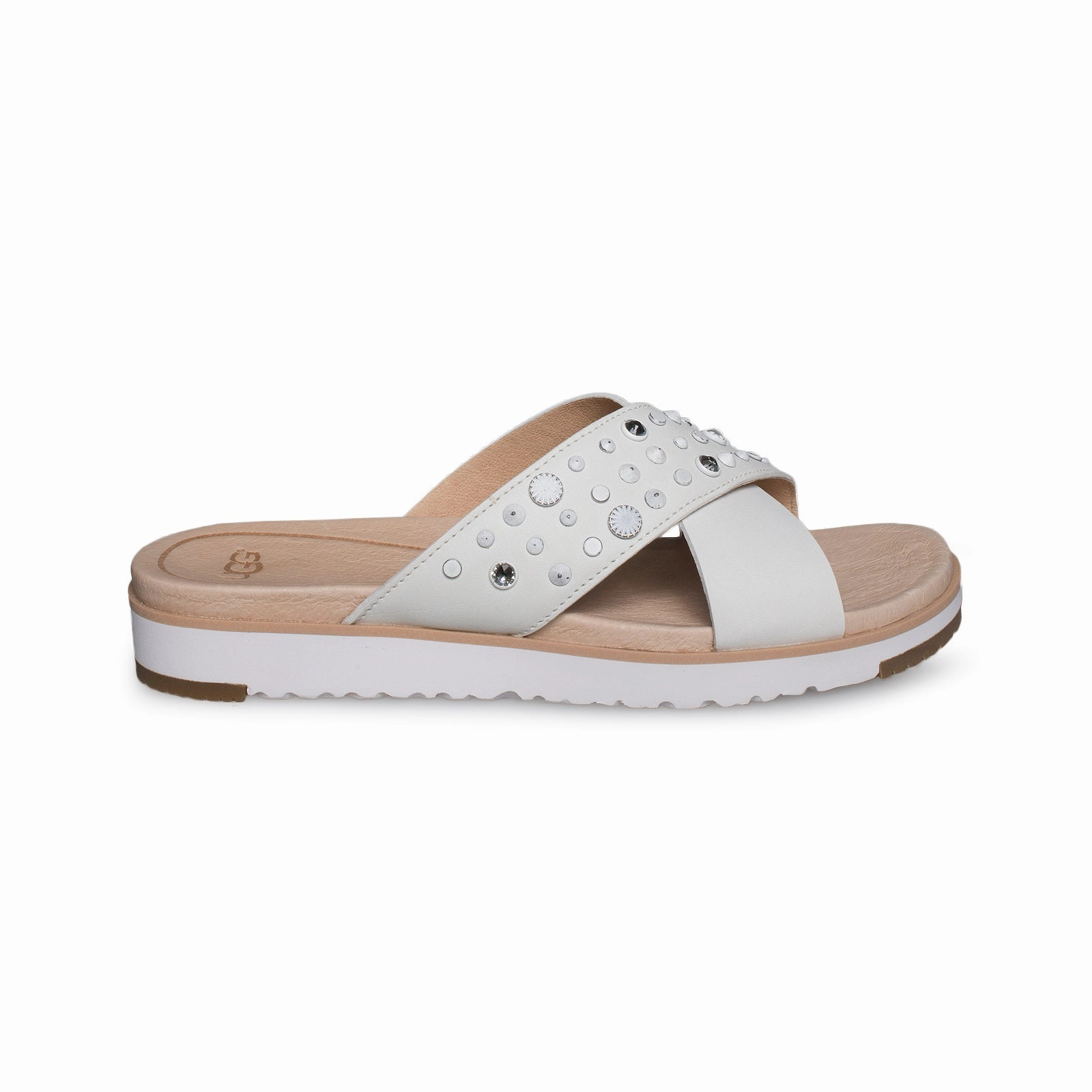 UGG Kari Studded Bling White Flip Flops - Women's Relaxed Fit Yoga Foam Flip Flops