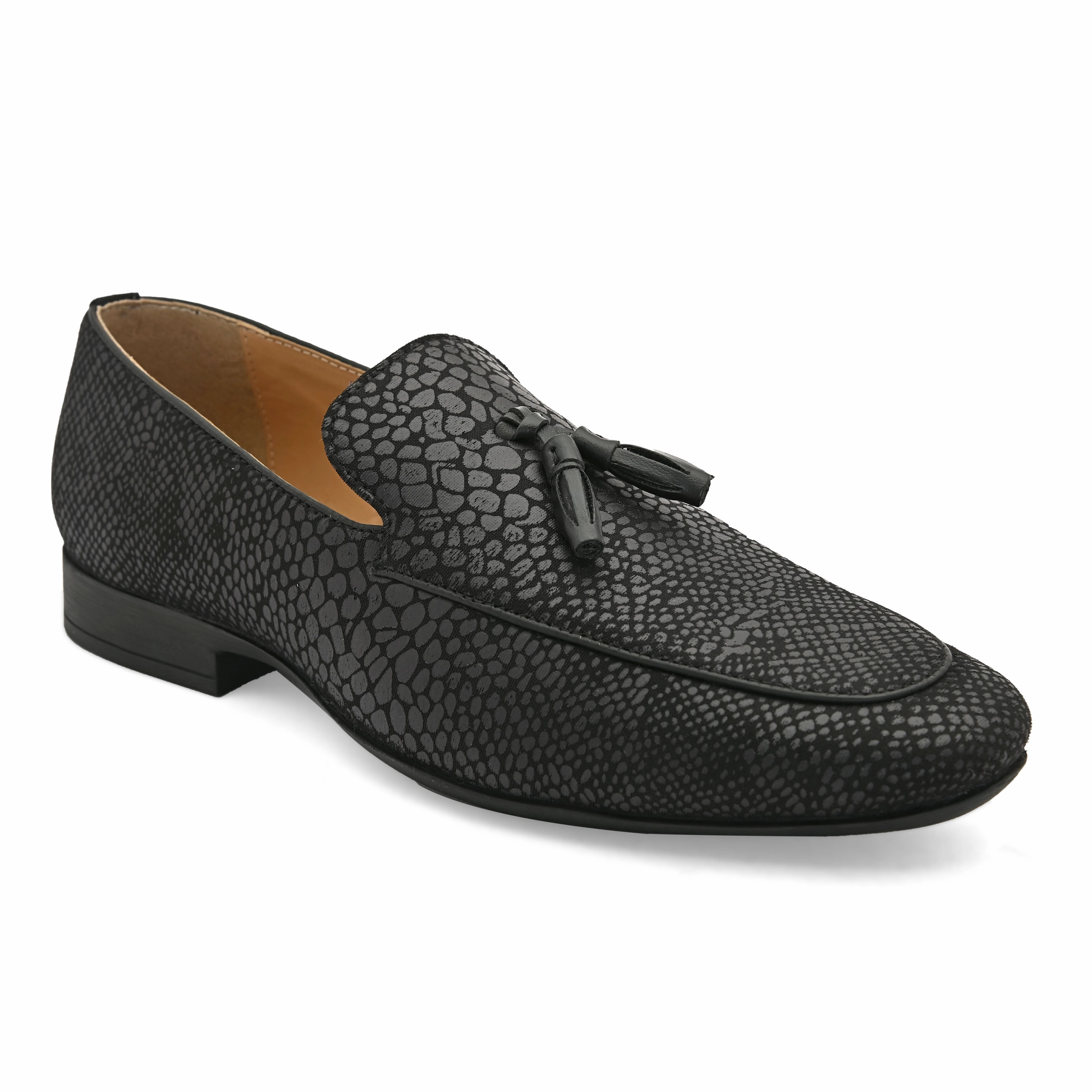 Loafers Slides Dabble Black Textured Loafers