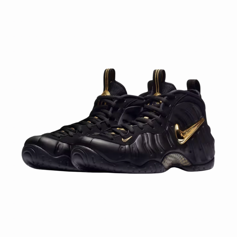 Nike Air Foamposite Pro Black Metallic Gold Asics Blue Running Shoes