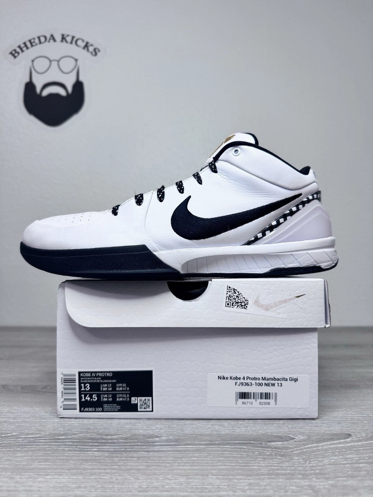 Asics Tennis Shoes Deals Size 13 - Nike Kobe 4 Protro Mambacita Gigi FJ9363-100 Men's Preowned