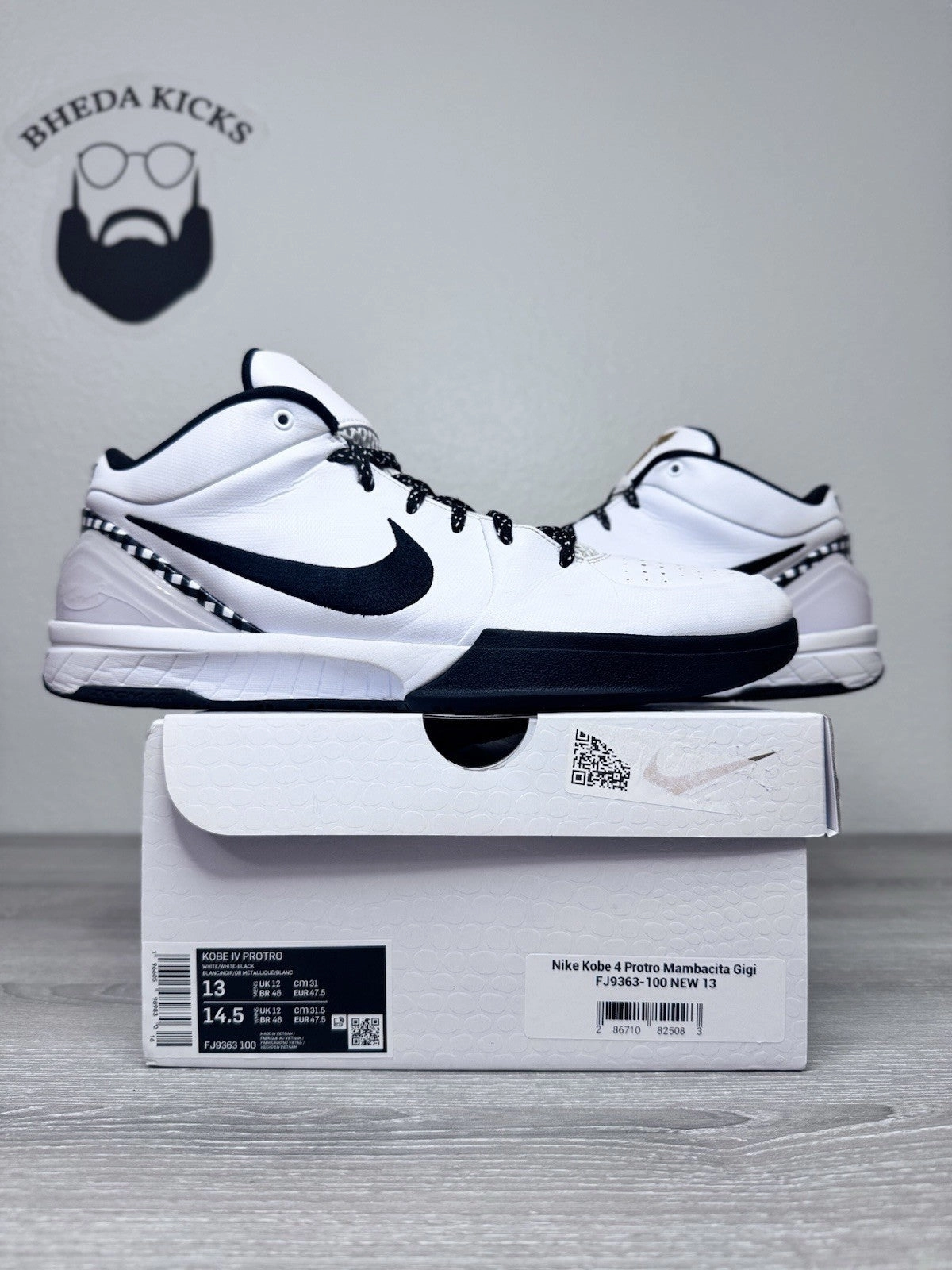 Size 13 - Nike Kobe 4 Protro Mambacita Gigi FJ9363-100 Men's Preowned Size Guide Asics Shoes