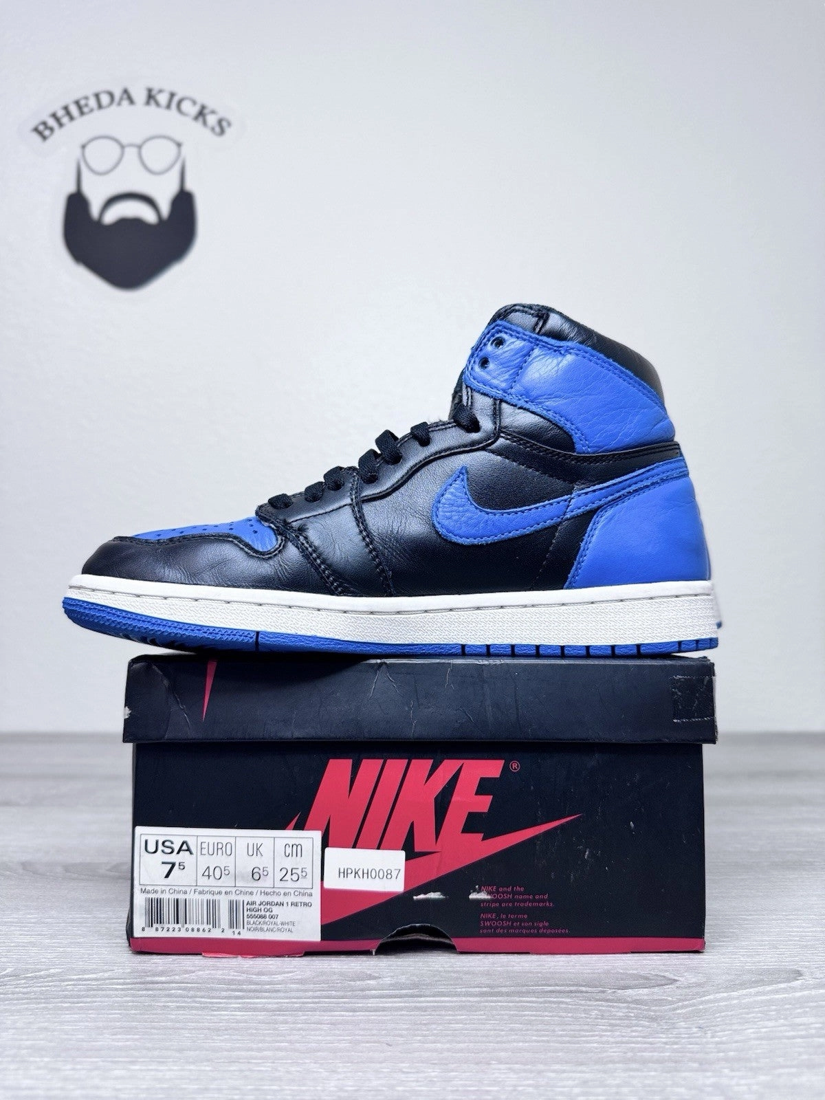 Asics Gel-venture Shoes Size 7.5 - Nike Air Jordan 1 High OG Royal Blue Retro Mens 555088-007 Preowned