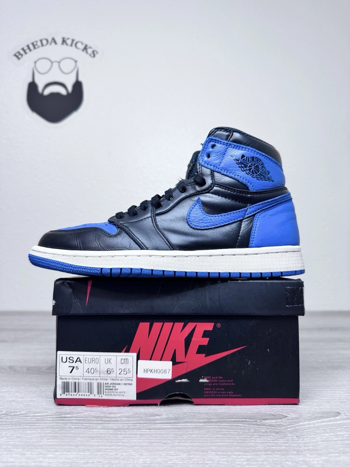 Size 7.5 - Nike Air Jordan 1 High OG Royal Blue Retro Mens 555088-007 Preowned High Arch Running Shoes Asics