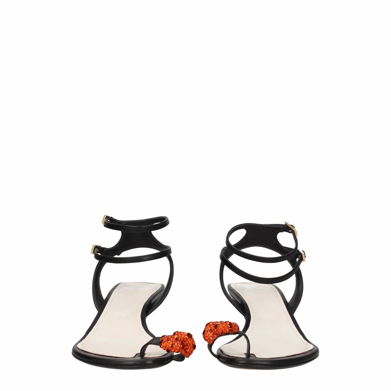 Lanvin Black Leather Stiletto Heel Sandals Sandals Covered Toe