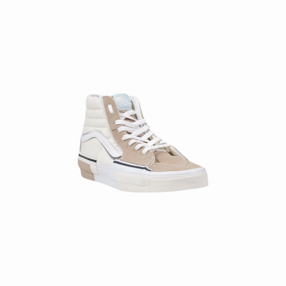 Vans Beige Leather High Top Sneakers Running Shoes For Casual Wear