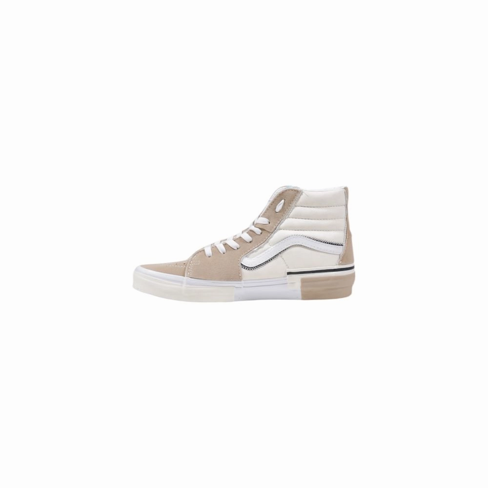 American Made Casual Shoes Vans Beige Leather High Top Sneakers