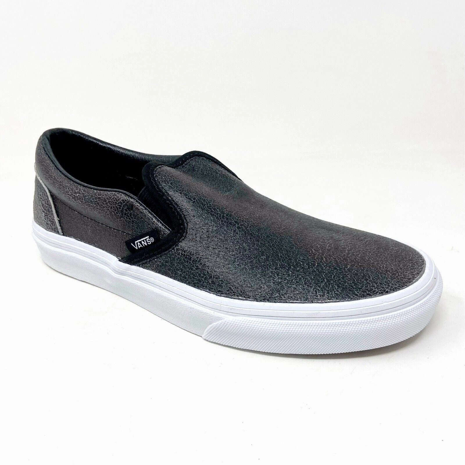 Vans Classic Slip On (Cracked Leather) Black White Womens Casual Shoes Nike Air Max 2090 Casual Shoes