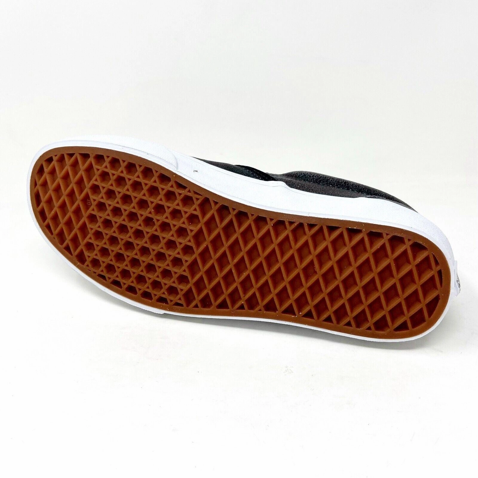 On Cloud Shoes Casual Vans Classic Slip On (Cracked Leather) Black White Womens Casual Shoes