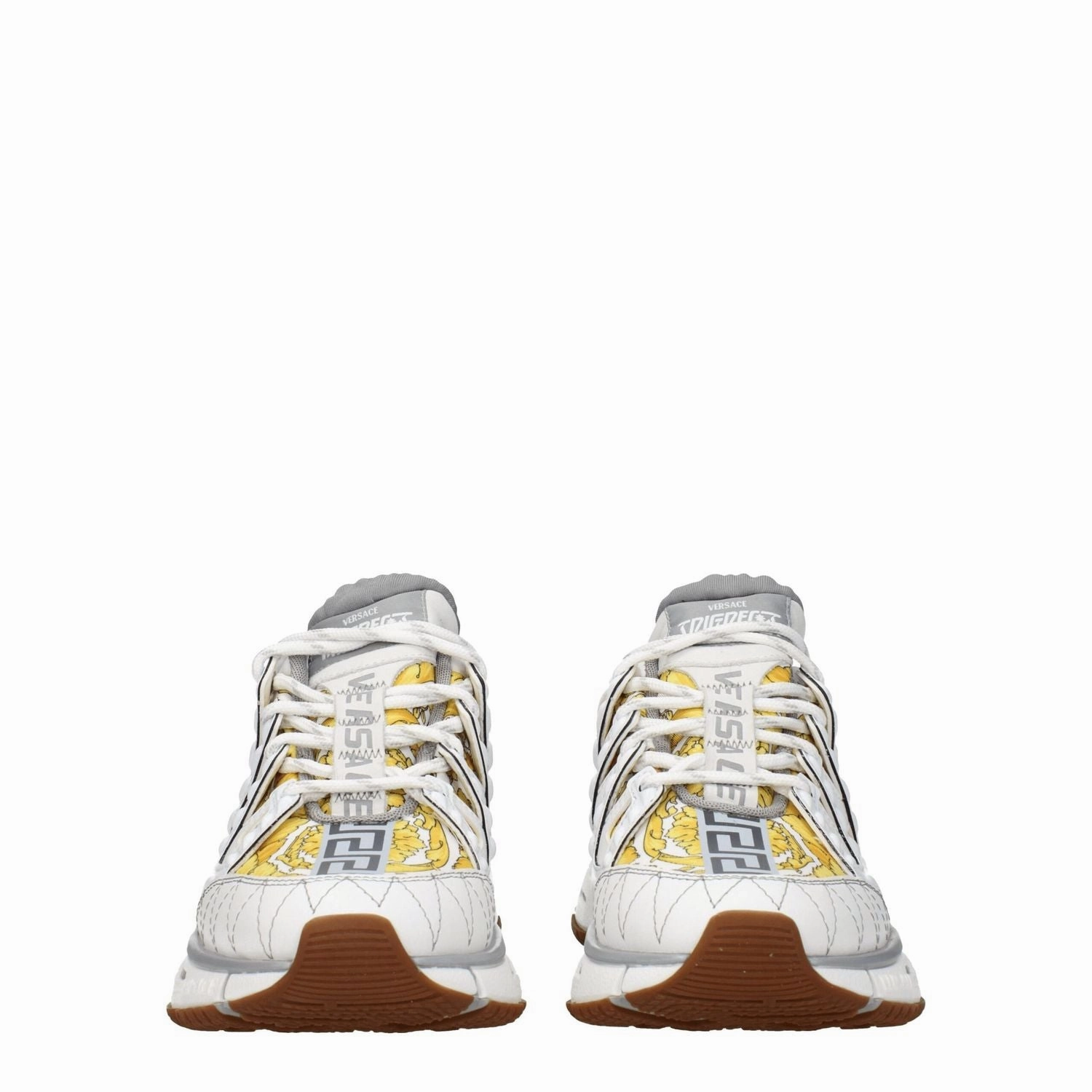 Versace White Fabric Athletic Sneakers Coconut Sneakers