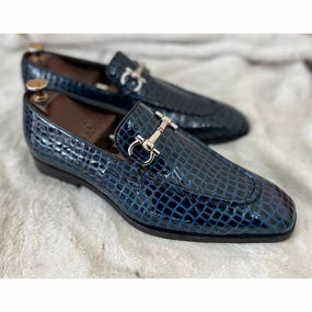 Patent Croco Loafers Blue Vibram Loafers