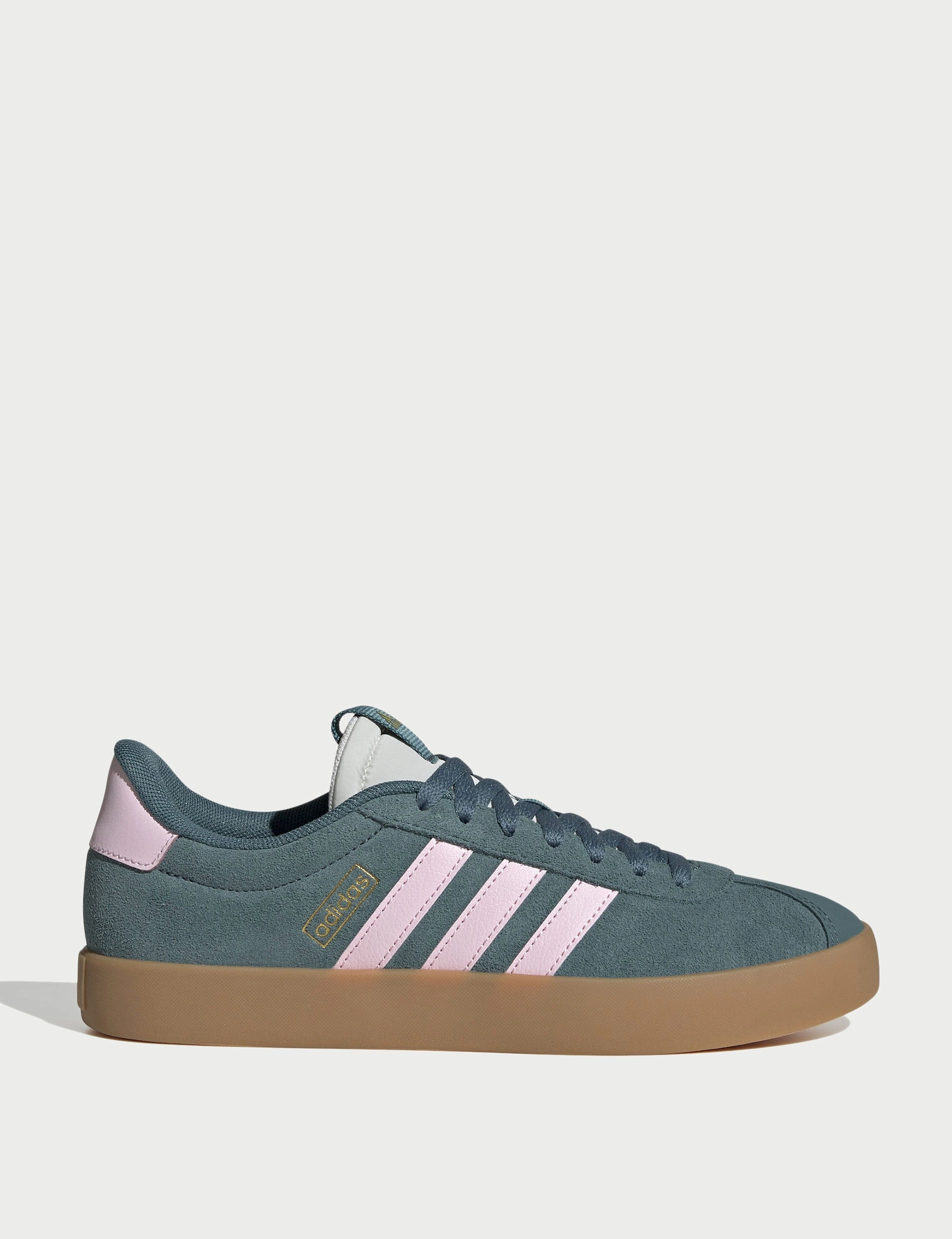 VL Court 3.0 Shoes - Preloved Teal/Clear Pink/Gold Metallic Youth Soccer Turf Shoes Adidas