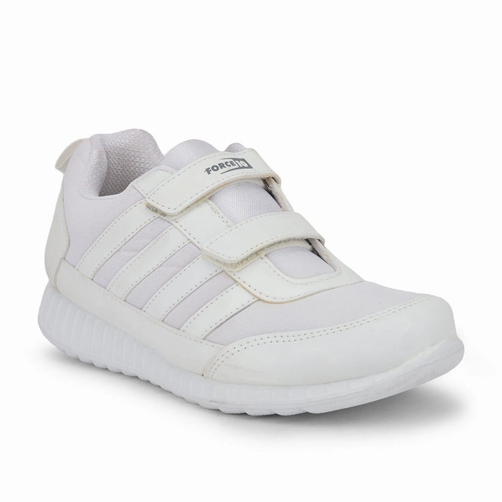 Force 10 White Non Lacing Uniform School Shoes For Kids 9906-90SV By Liberty Casual Shoes Urban