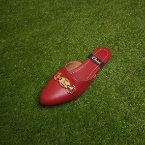 Red Buckle Mules In Flat Sole Bridal Party Shoes Flats