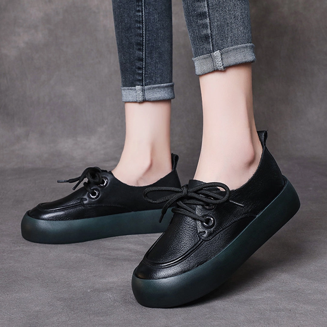 Retro Handmade Flatform Leather Shoes Regular Casual Shoes
