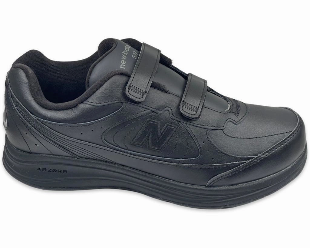 Best Running Shoes For People With Flat Feet New Balance MW577VK 4E Men's Velcro Walking Shoes In Black