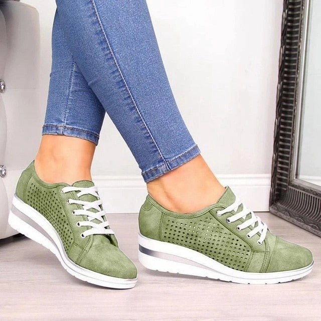 WDHKUN Autumn Women Flats Shoes Female Hollow Breathable Mesh Casual Shoes For Ladies Slip On Flats Loafers Lace Up Shoes Beach