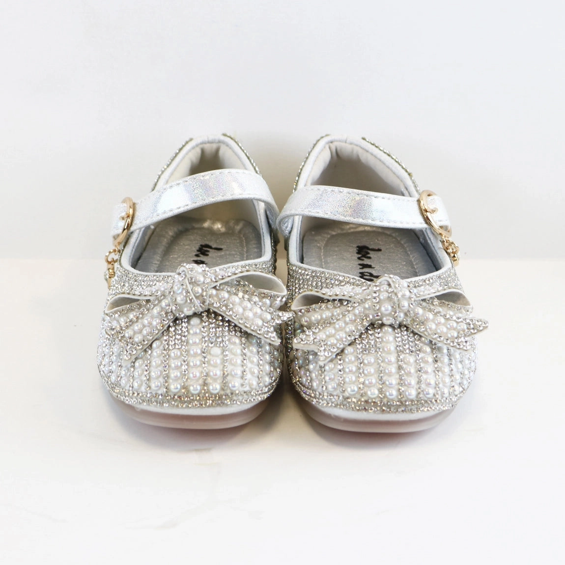 Pewter Flat Shoes Pearl and Rhinestone Shoes