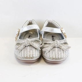 Flat Rubber Soled Shoes Pearl and Rhinestone Shoes