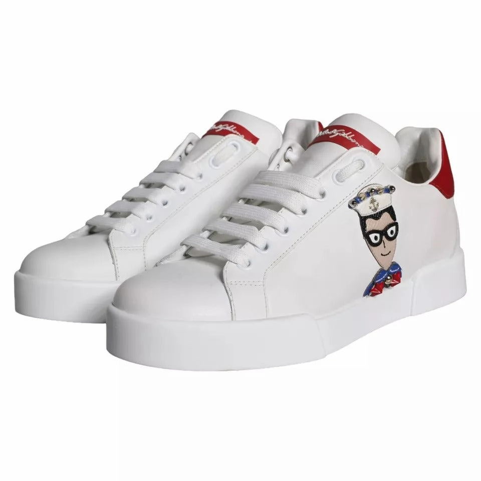 Sneakers Leopard White Patch Calfskin Nappa Portofino Sneakers Shoes