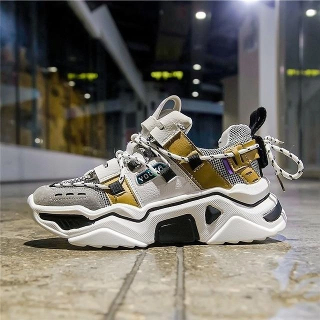 Indoor Track Sneakers Women Platform Chunky Sneakers 5cm high lace-up Casual Vulcanize Shoes luxury Designer Old Dad female fashion Sneakers 2019