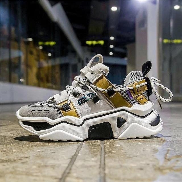 Sneakers For Plantar Fasciitis Running Women Platform Chunky Sneakers 5cm high lace-up Casual Vulcanize Shoes luxury Designer Old Dad female fashion Sneakers 2019