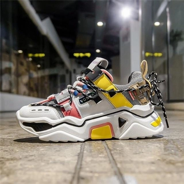 Women Platform Chunky Sneakers 5cm high lace-up Casual Vulcanize Shoes luxury Designer Old Dad female fashion Sneakers 2019 Sneakers Janesville