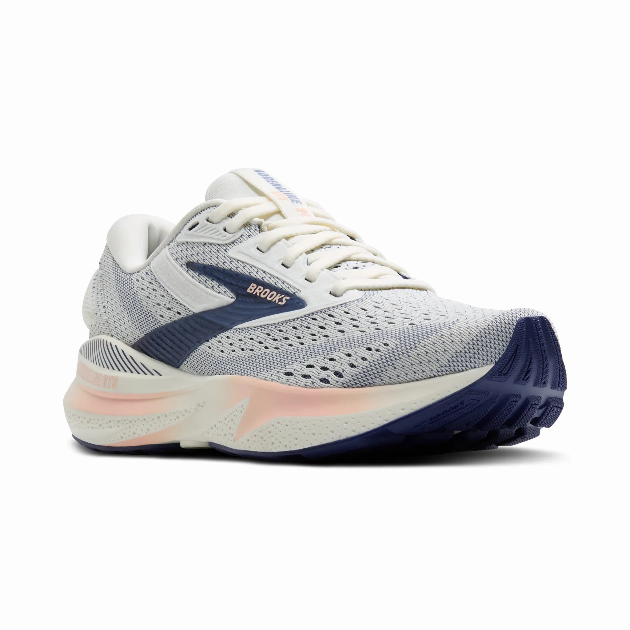 2e Width Running Shoes Women's Brooks Running Adrenaline GTS 24 Road Running Shoe in Grey/Blue Ribbon/Peach