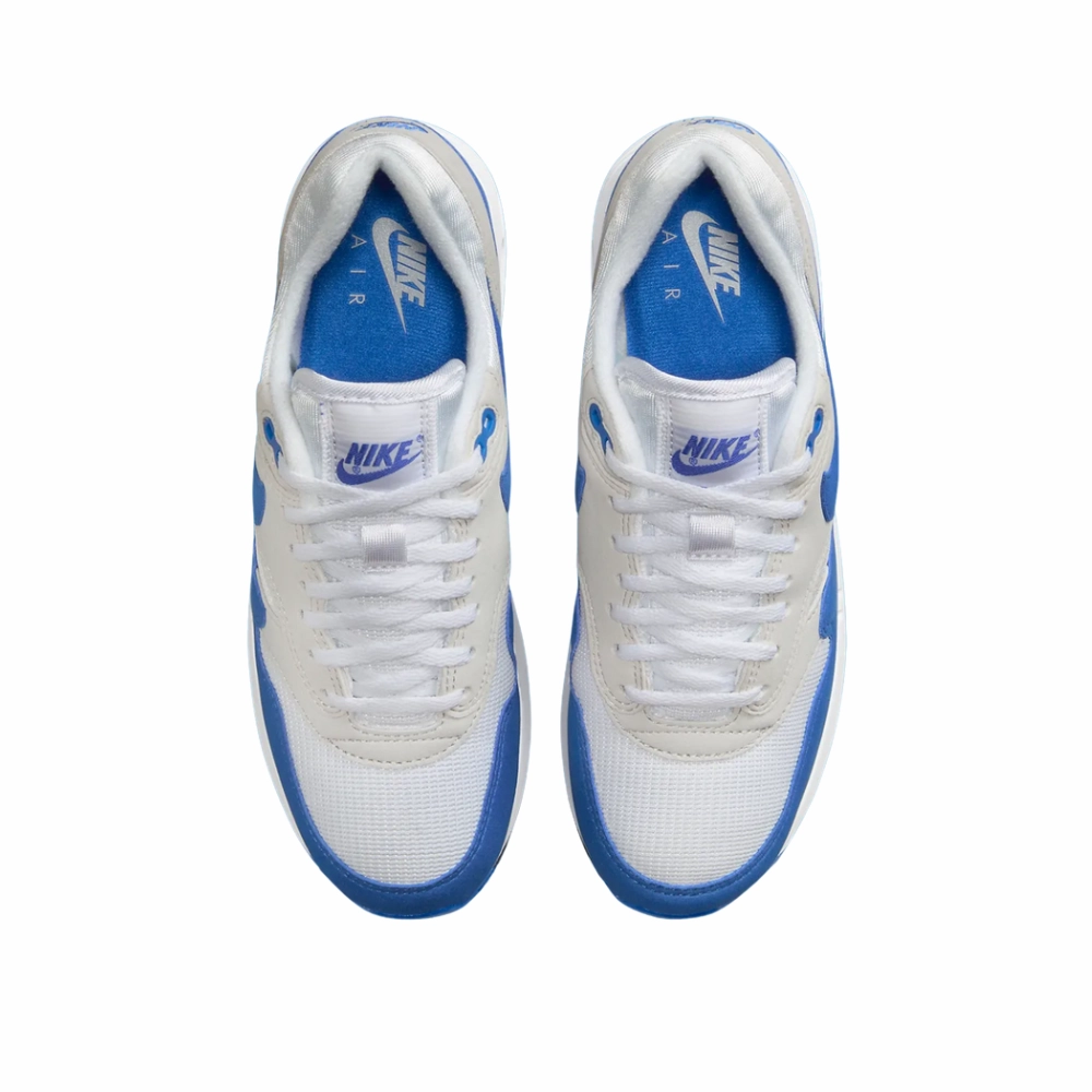 Women's Nike Air Max 1 '86 OG Big Bubble Royal White Royal Blue Neutral Grey Black Asics Roadhawk Ff Running Shoes