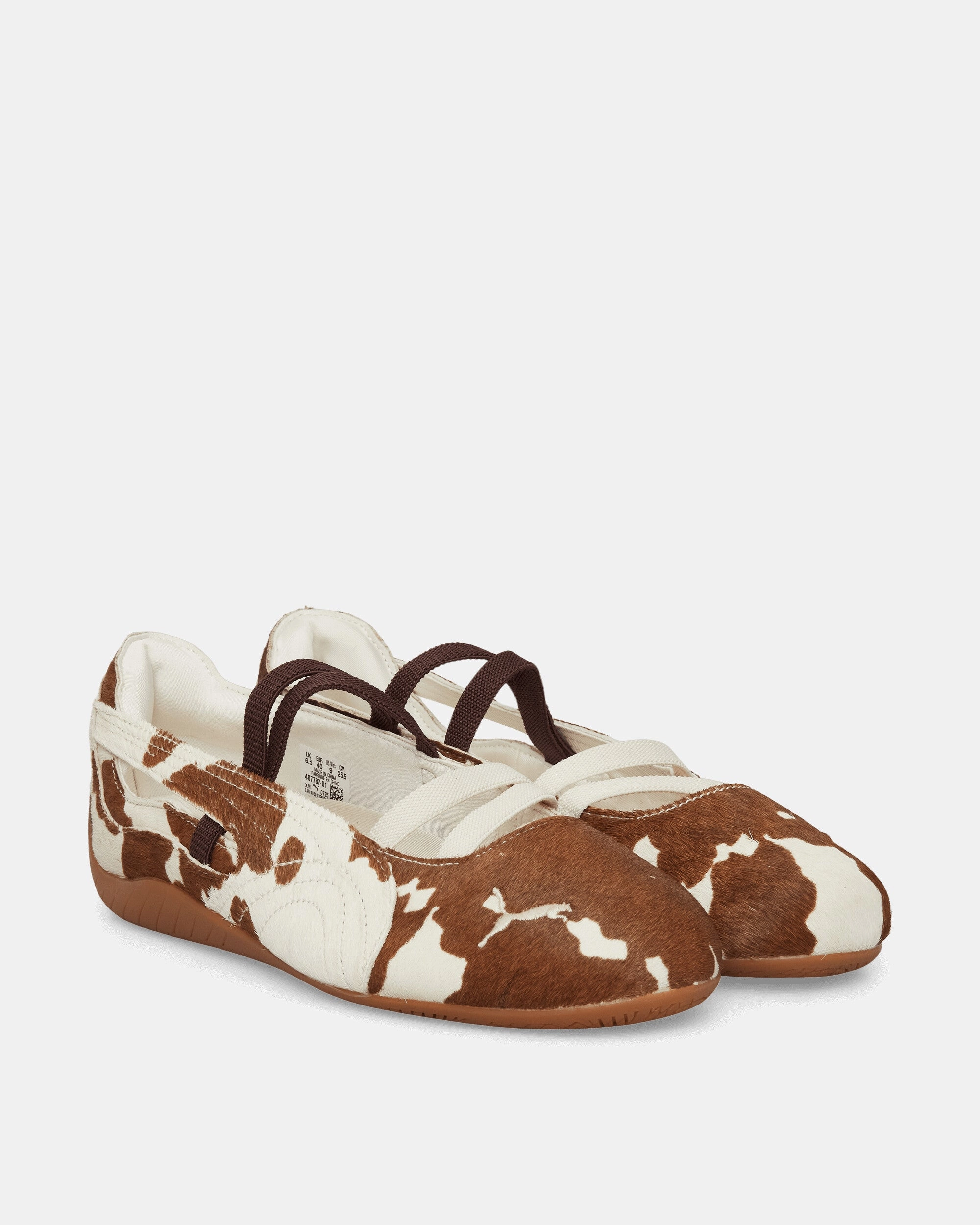 Women's Speedcat Ballet Cow Print Shoes Chocolate Brown / Warm White Puma Hybrid Rocket Runner Shoes
