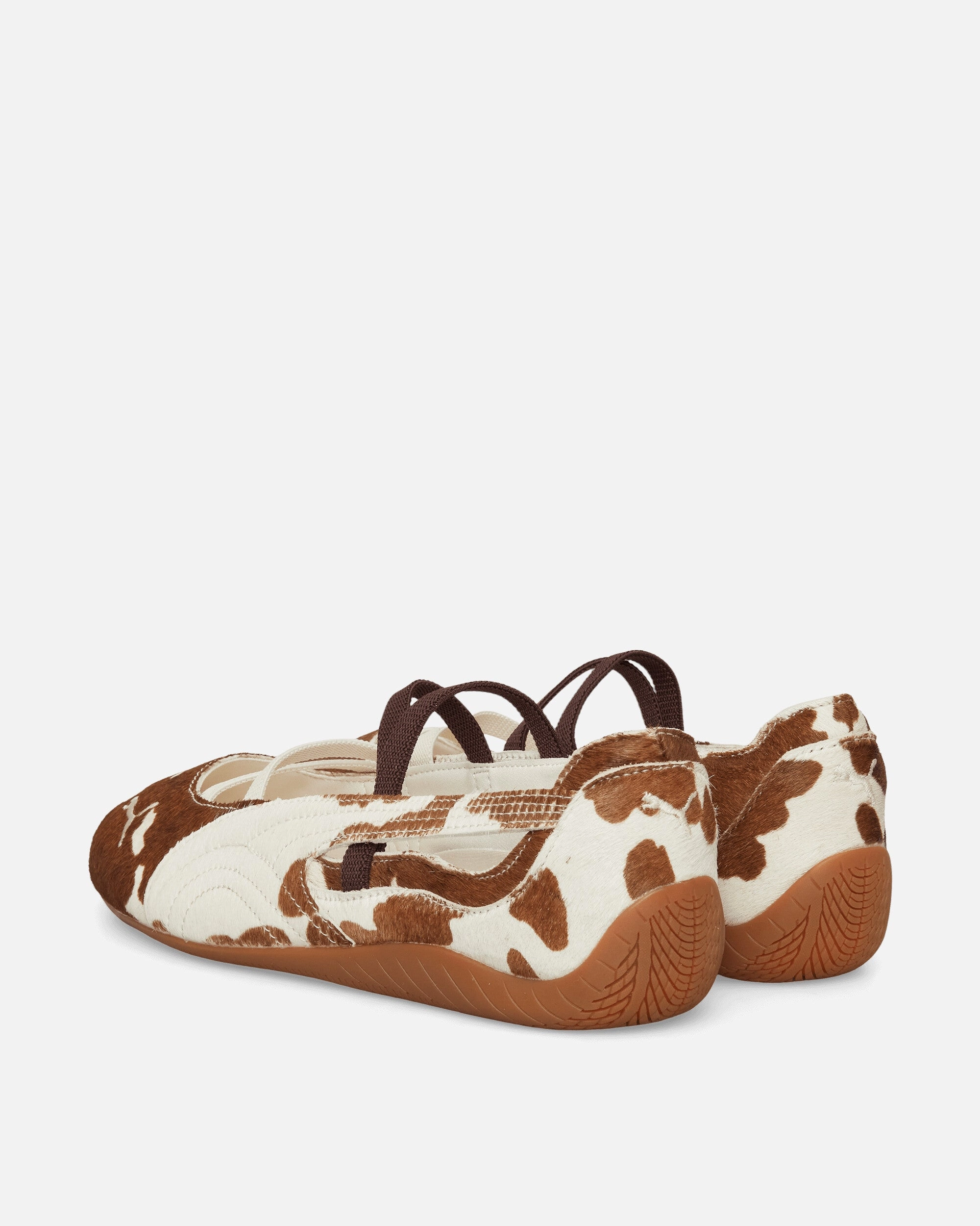 Women's Speedcat Ballet Cow Print Shoes Chocolate Brown / Warm White Puma Ferrari Disc Shoes