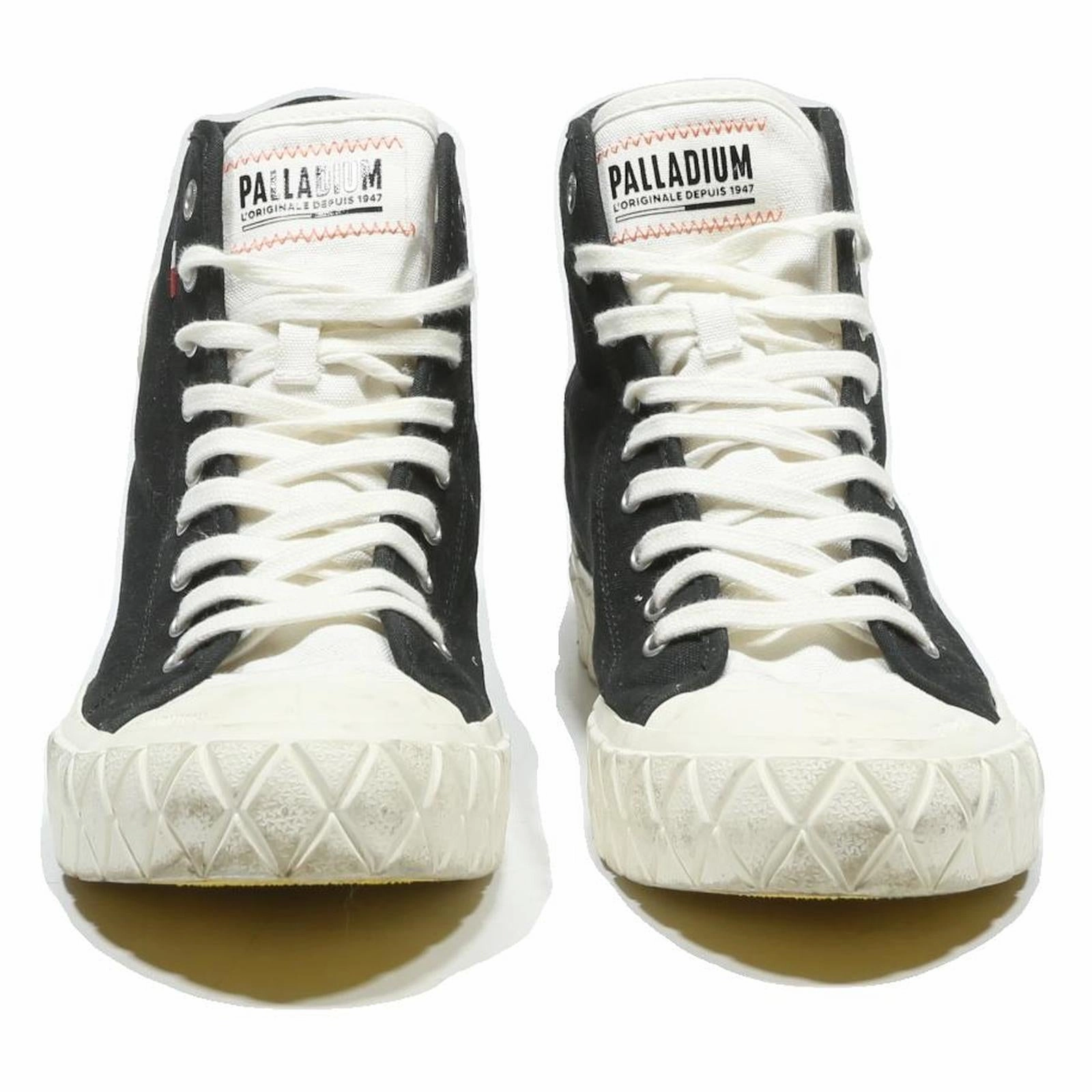 PALLADIUM Pallabrouse High Mens Black Canvas Trainers UK 9.5 Lace-Up Casual Casual Shoes To Wear With A Suit