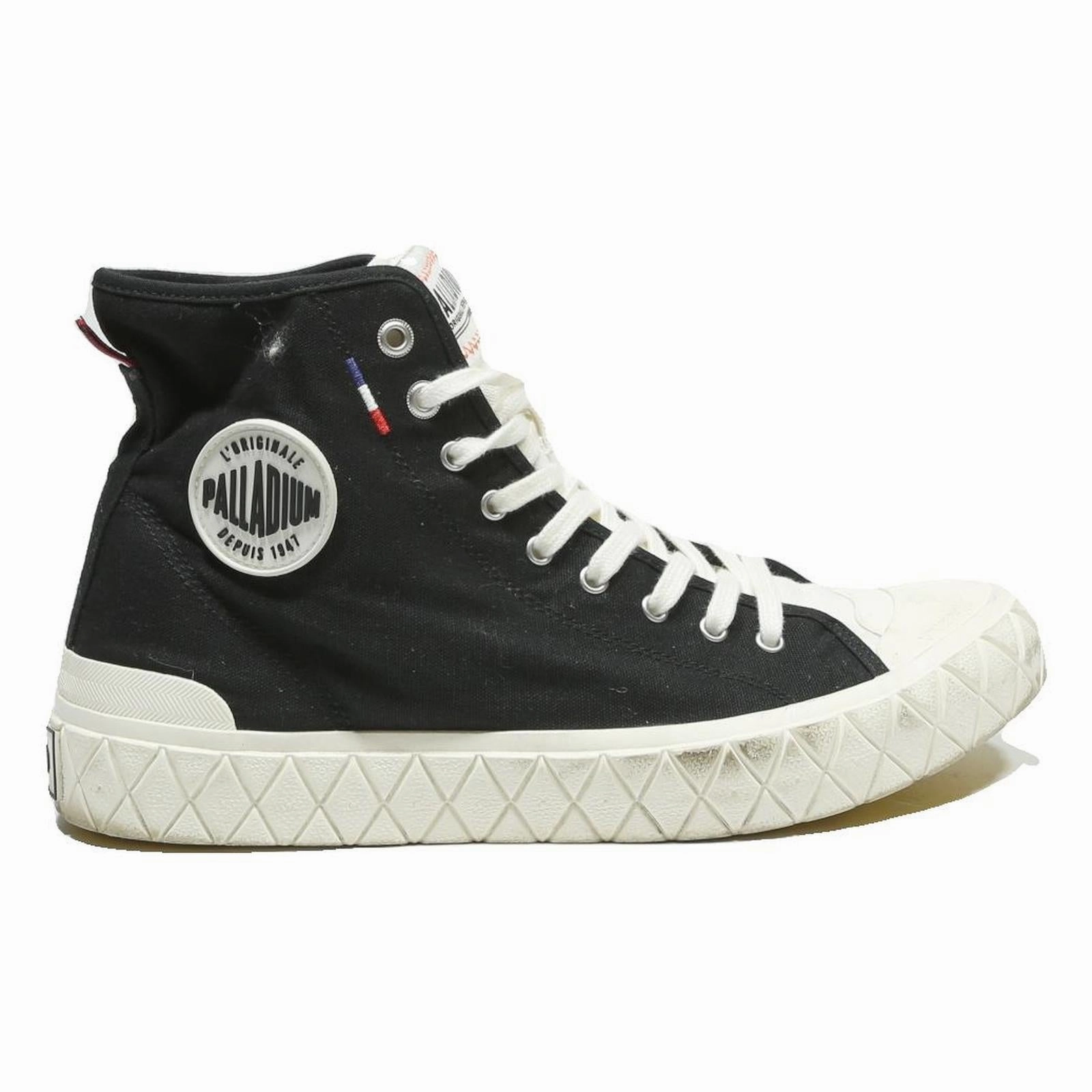 Best Casual Walking Shoes PALLADIUM Pallabrouse High Mens Black Canvas Trainers UK 9.5 Lace-Up Casual