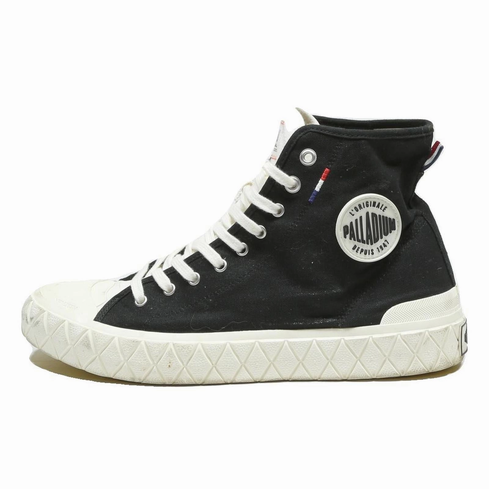 Camper Casual Shoes PALLADIUM Pallabrouse High Mens Black Canvas Trainers UK 9.5 Lace-Up Casual