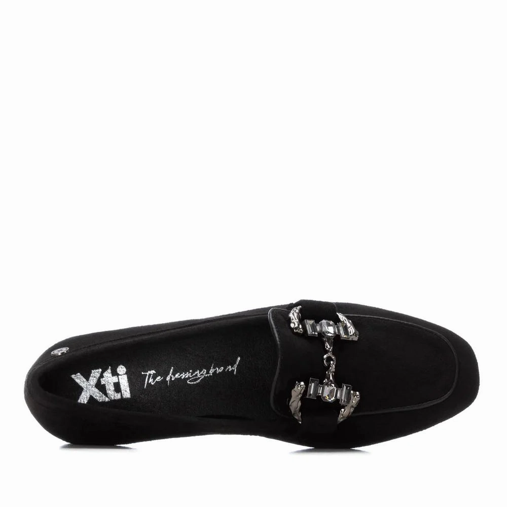 XTI Ladies Crystal Trim Micro Fibre Loafer Loafers Cute